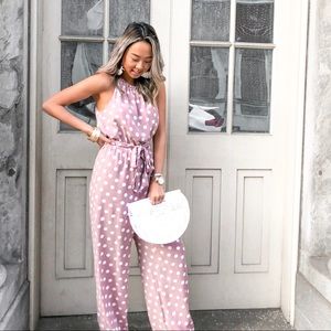 Lilac polka dot jumpsuit